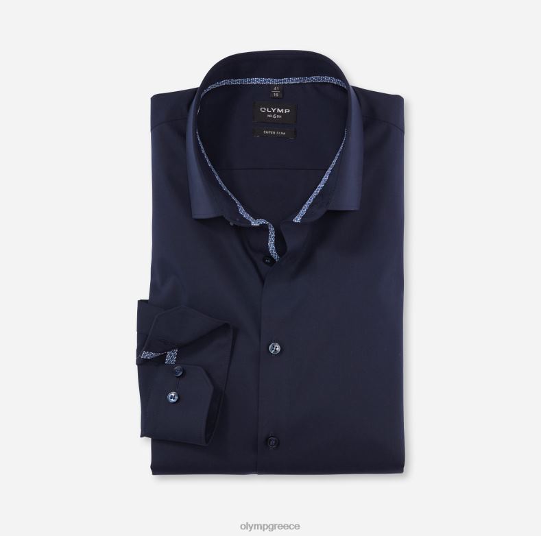 OLYMP όχι. έξι σούπερ λεπτό, επαγγελματικό πουκάμισο, μακρυμάνικο έξτρα μακρύ, μοντέρνο κεντ, κοβάλτιο H240R301 είδη ένδυσης