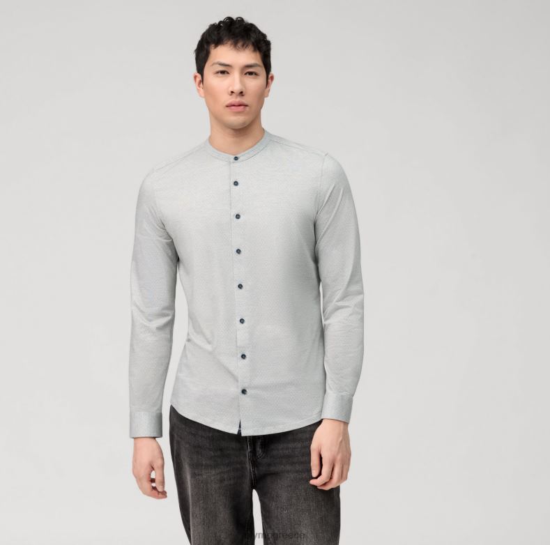 OLYMP όχι. six 24/seven super slim, επαγγελματικό πουκάμισο, όρθιος γιακάς, λαδί H240R58 είδη ένδυσης