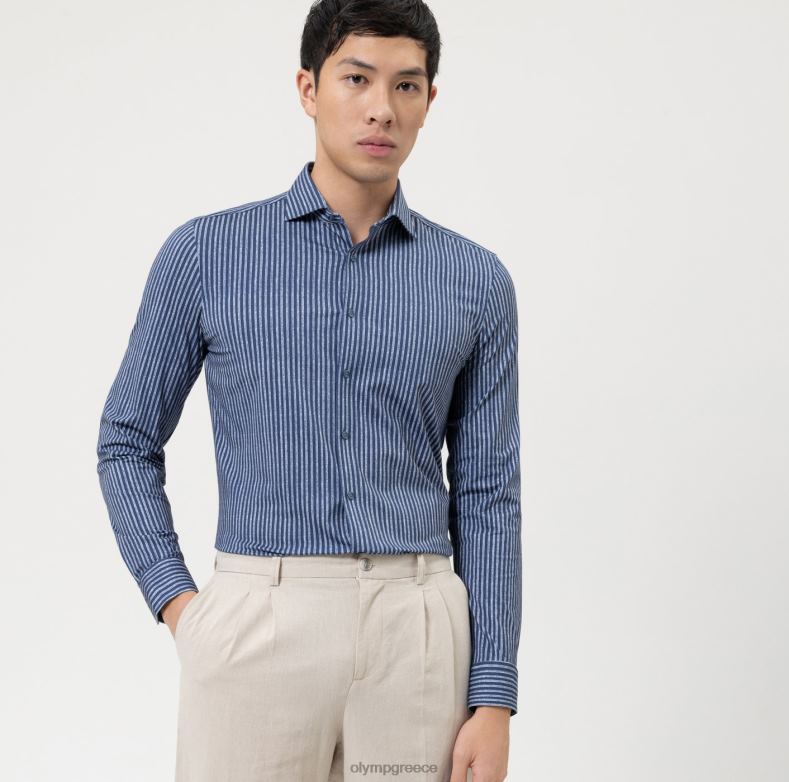 OLYMP όχι. six 24/seven super slim, business shirt, kent, marine H240R105 είδη ένδυσης