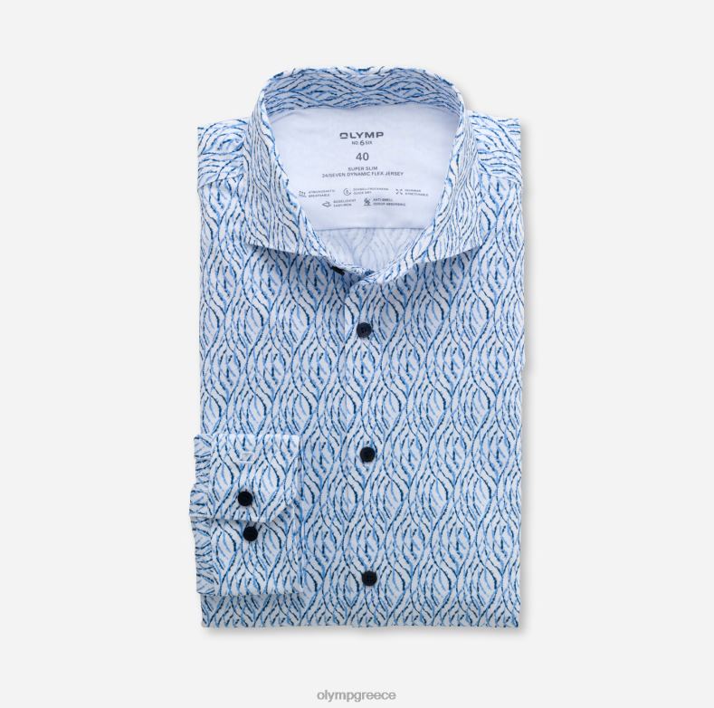 OLYMP όχι. six 24/seven super slim, business shirt, kent, smoke blue H240R237 είδη ένδυσης