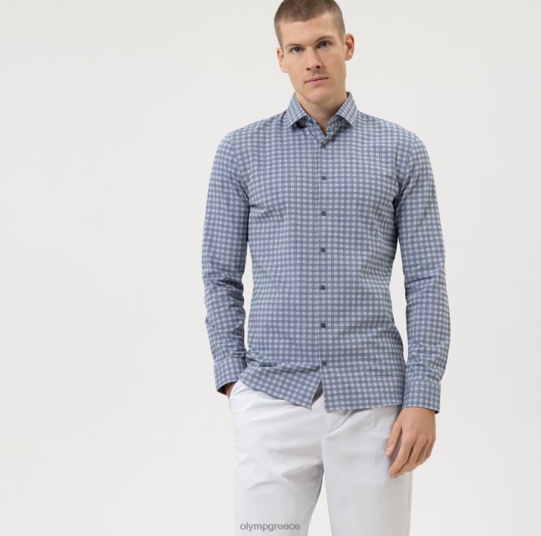 OLYMP όχι. six 24/seven super slim, business shirt, modern kent, marine H240R165 είδη ένδυσης