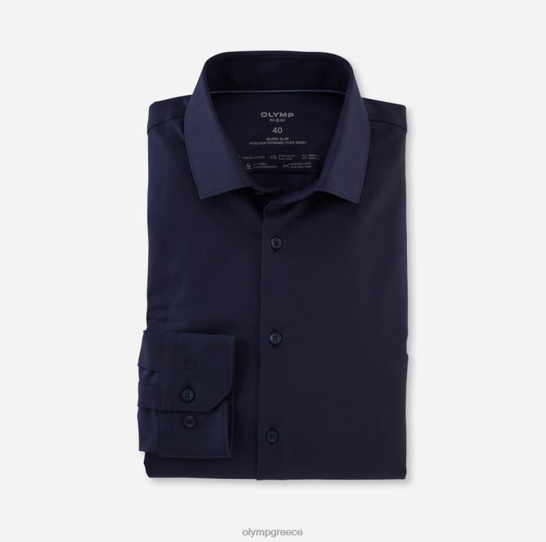 OLYMP όχι. six 24/seven super slim, business shirt, modern kent, marine H240R54 είδη ένδυσης