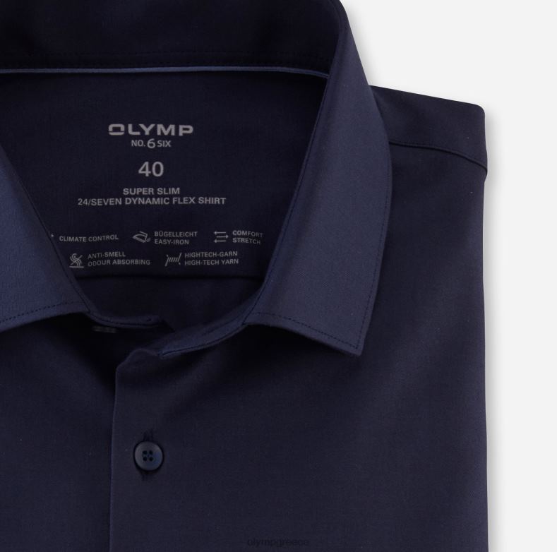 OLYMP όχι. six 24/seven super slim, business shirt, modern kent, marine H240R54 είδη ένδυσης