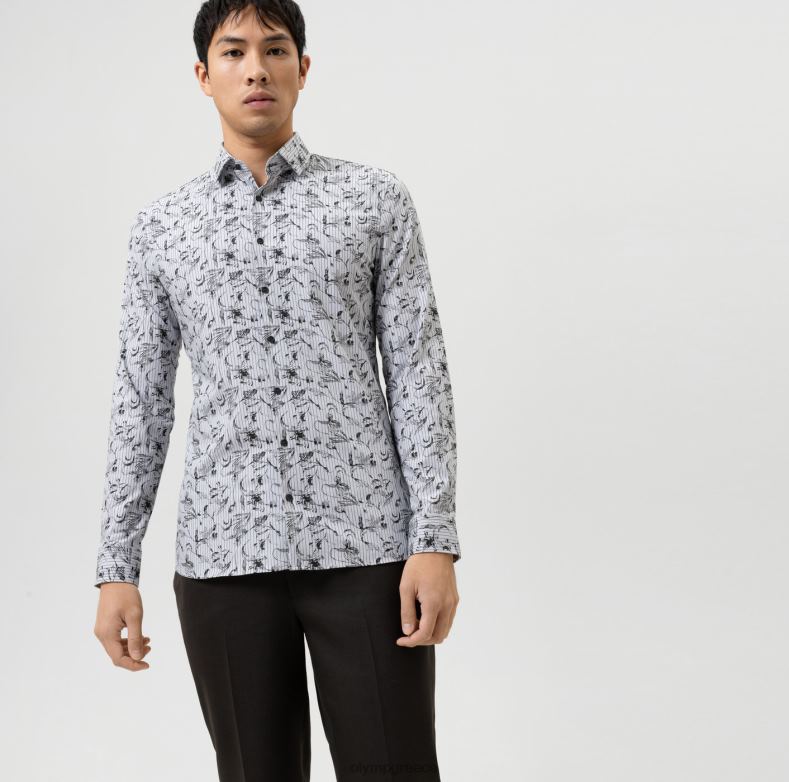 OLYMP όχι. six 24/seven super slim, επαγγελματικό πουκάμισο, μοντέρνο kent, μαύρο H240R213 είδη ένδυσης