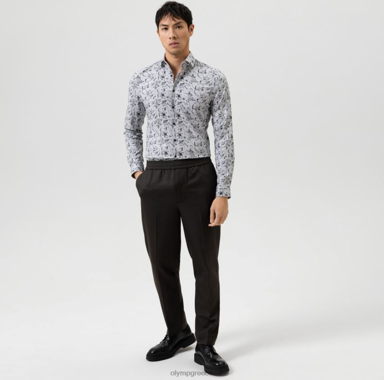 OLYMP όχι. six 24/seven super slim, επαγγελματικό πουκάμισο, μοντέρνο kent, μαύρο H240R213 είδη ένδυσης