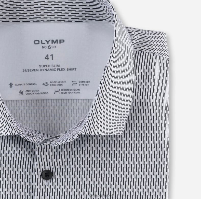 OLYMP όχι. six 24/seven super slim, επαγγελματικό πουκάμισο, μοντέρνο kent, λευκό H240R254 είδη ένδυσης