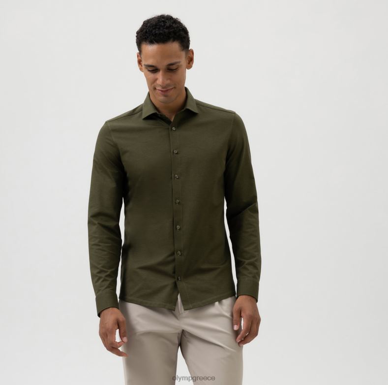 OLYMP όχι. six 24/seven super slim, επαγγελματικό πουκάμισο, μακρύ μανίκι πολύ μακρύ, kent, λαδί H240R336 είδη ένδυσης