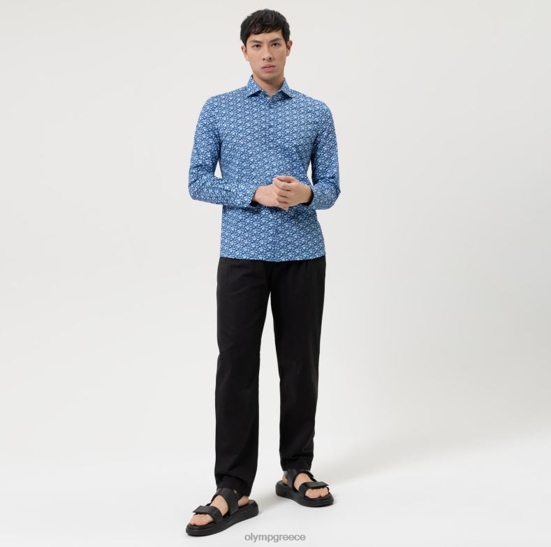 OLYMP όχι. six 24/seven super slim, επαγγελματικό πουκάμισο, μακρύ μανίκι πολύ μακρύ, kent, marine H240R322 είδη ένδυσης