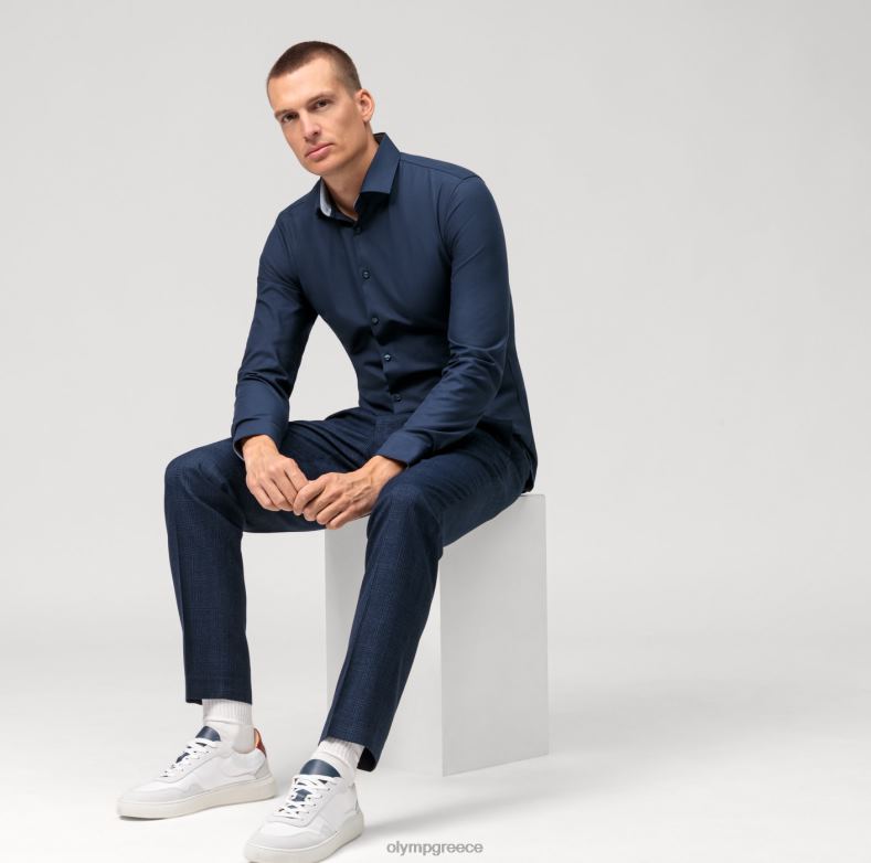 OLYMP όχι. six 24/seven super slim, επαγγελματικό πουκάμισο, μακρύ μανίκι πολύ μακρύ, μοντέρνο kent, midnight blue H240R297 είδη ένδυσης