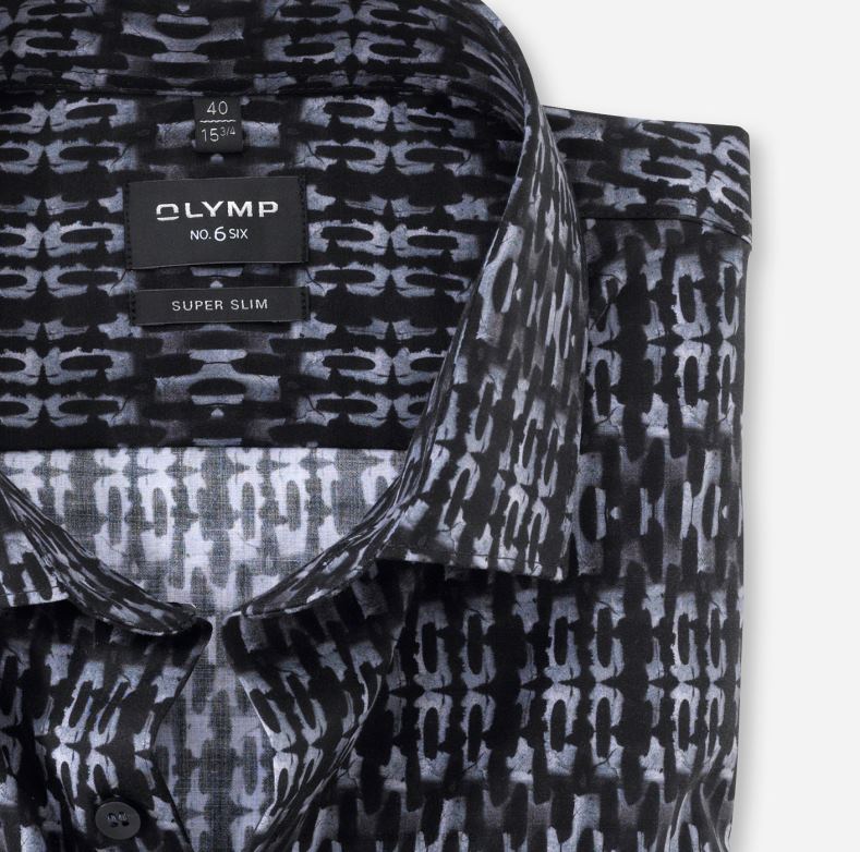 OLYMP όχι. six super slim, επαγγελματικό πουκάμισο, μοντέρνο kent, μαύρο H240R132 είδη ένδυσης