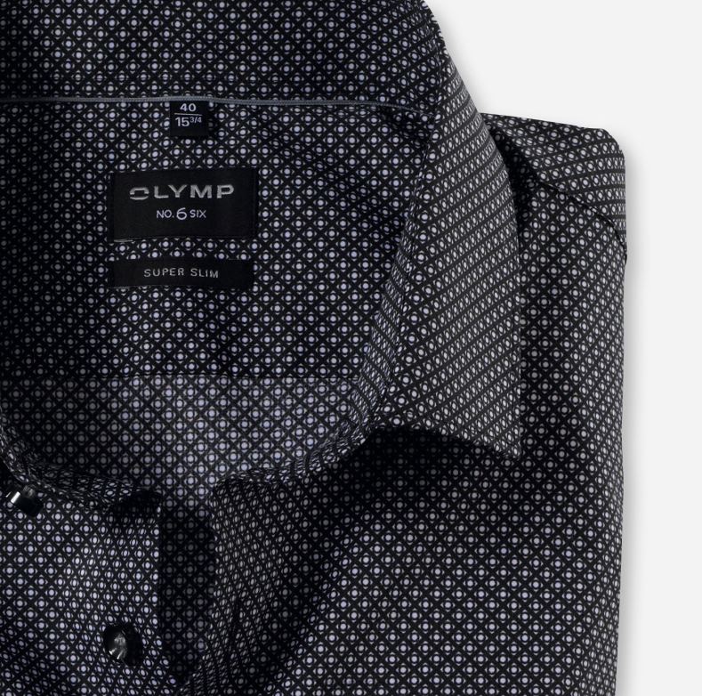 OLYMP όχι. six super slim, επαγγελματικό πουκάμισο, μοντέρνο kent, μαύρο H240R187 είδη ένδυσης