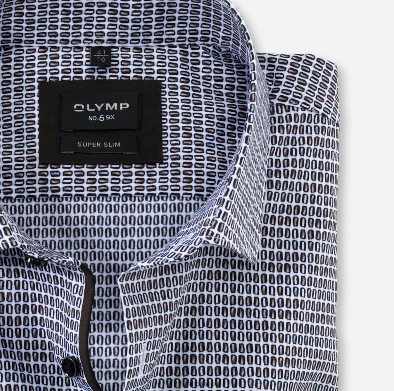 OLYMP όχι. six super slim, επαγγελματικό πουκάμισο, μοντέρνο kent, καφέ H240R218 είδη ένδυσης