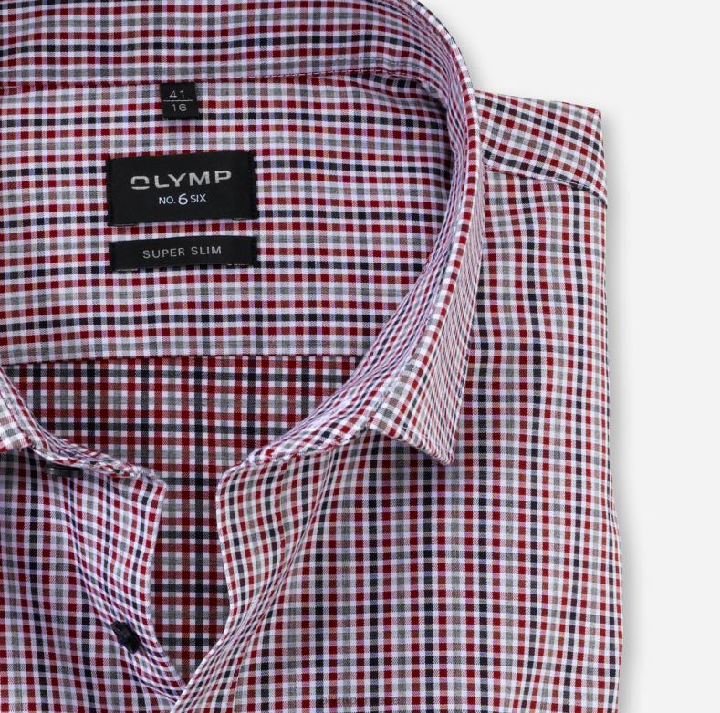 OLYMP όχι. six super slim, επαγγελματικό πουκάμισο, μοντέρνο kent, κόκκινο H240R244 είδη ένδυσης