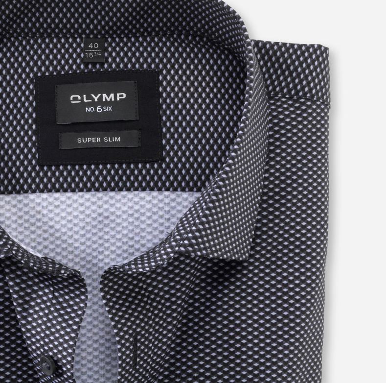 OLYMP όχι. six super slim, επαγγελματικό πουκάμισο, μοντέρνο kent, μαύρο H240R246 είδη ένδυσης
