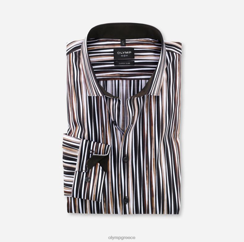 OLYMP όχι. six super slim, επαγγελματικό πουκάμισο, μοντέρνο kent, καφέ H240R252 είδη ένδυσης