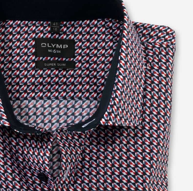 OLYMP όχι. six super slim, επαγγελματικό πουκάμισο, μακρυμάνικο έξτρα μακρύ, μοντέρνο kent, κόκκινο H240R308 είδη ένδυσης