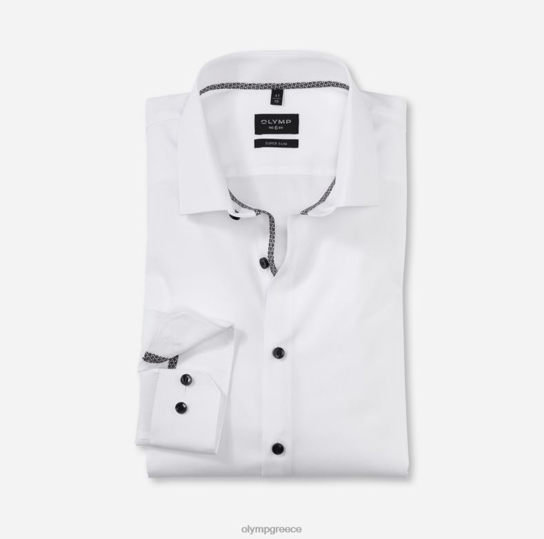 OLYMP όχι. six super slim, επαγγελματικό πουκάμισο, μοντέρνο kent, λευκό H240R48 είδη ένδυσης