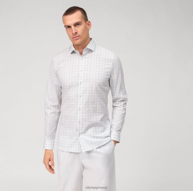 OLYMP όχι. six super slim, επαγγελματικό πουκάμισο, μοντέρνο kent, ανοιχτό γκρι H240R95 είδη ένδυσης