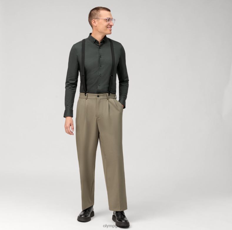 OLYMP Επίπεδο πέμπτο 24/7, επαγγελματικό πουκάμισο, με κουμπιά, λαδί H240R528 είδη ένδυσης