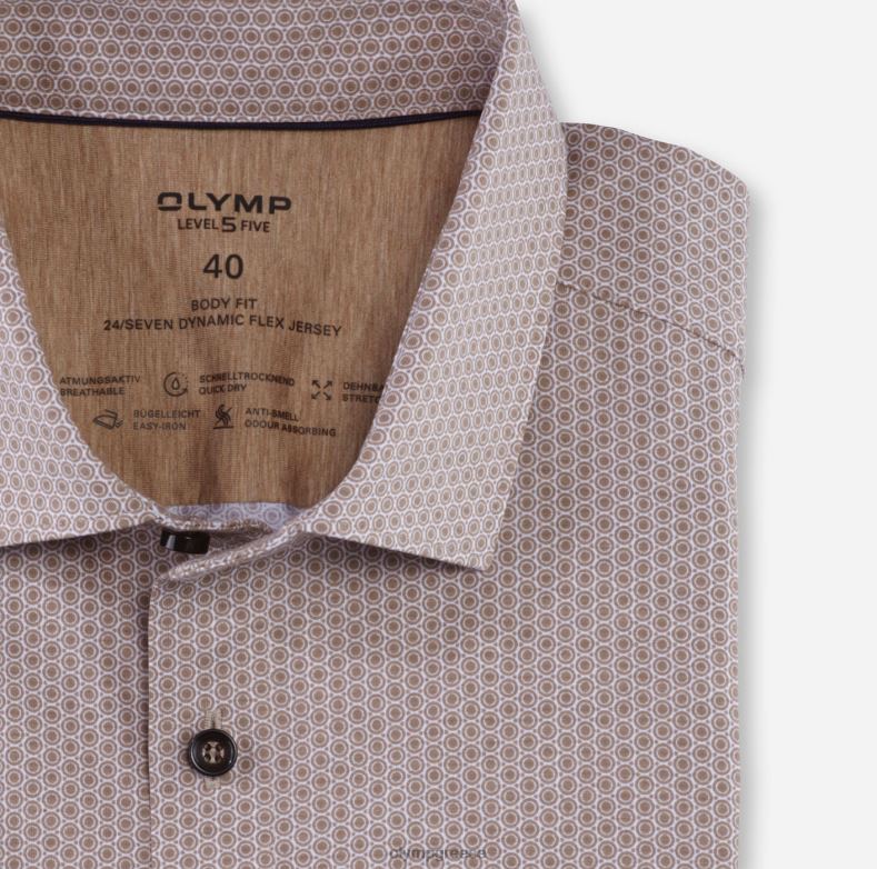 OLYMP Επίπεδο πέμπτο 24/7 body fit, επαγγελματικό πουκάμισο, μοντέρνο kent, φυσικό H240R415 είδη ένδυσης