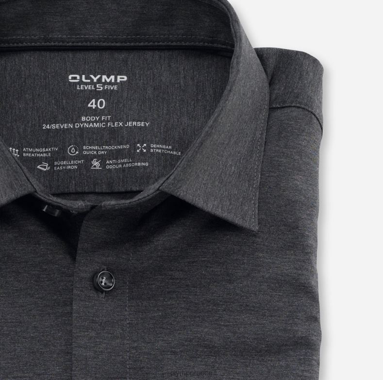 OLYMP Επίπεδο πέμπτο 24/έβδομη εφαρμογή, επαγγελματικό πουκάμισο, Νέα Υόρκη Κεντ, ανθρακί H240R400 είδη ένδυσης