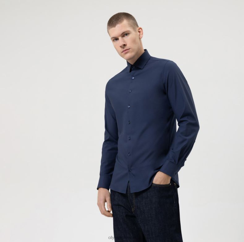 OLYMP Επίπεδο πέντε 24/έβδομη εφαρμογή, επαγγελματικό πουκάμισο, μοντέρνο κεντ, θαλάσσιο H240R410 είδη ένδυσης