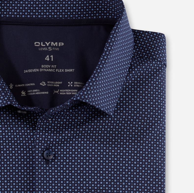 OLYMP Επίπεδο πέντε 24/έβδομη εφαρμογή, επαγγελματικό πουκάμισο, μοντέρνο κεντ, θαλάσσιο H240R446 είδη ένδυσης