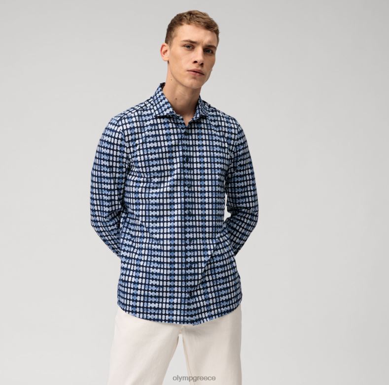 OLYMP Επίπεδο πέμπτο 24/έβδομη εφαρμογή, επαγγελματικό πουκάμισο, κεντ, θαλάσσιο H240R454 είδη ένδυσης