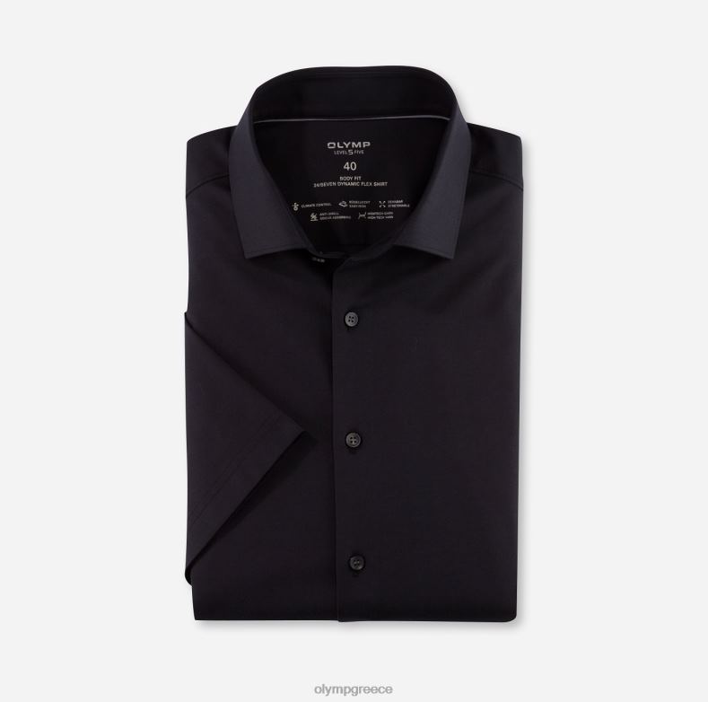OLYMP Επίπεδο πέμπτο 24/έβδομη εφαρμογή, επαγγελματικό πουκάμισο, μοντέρνο κεντ, μαύρο H240R468 είδη ένδυσης