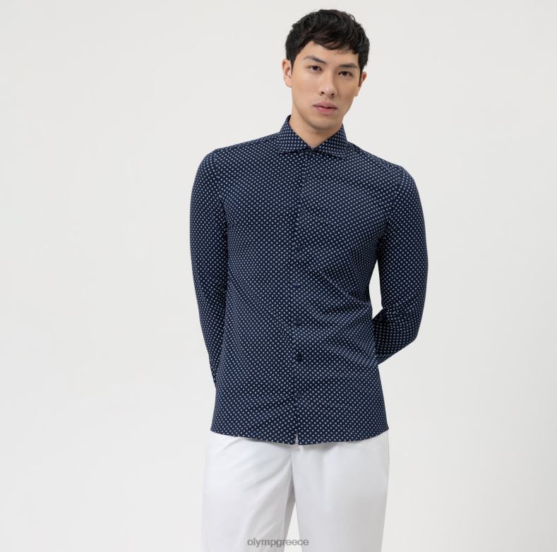 OLYMP Επίπεδο πέμπτο 24/έβδομη εφαρμογή, επαγγελματικό πουκάμισο, κεντ, θαλάσσιο H240R483 είδη ένδυσης