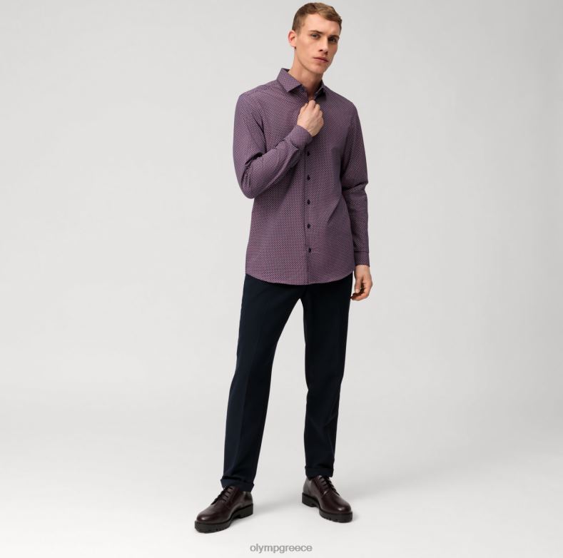 OLYMP Επίπεδο πέμπτο 24/έβδομη εφαρμογή, επαγγελματικό πουκάμισο, μοντέρνο κεντ, κόκκινο H240R492 είδη ένδυσης