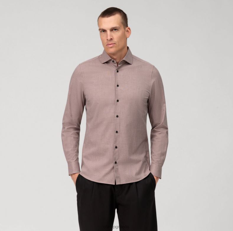 OLYMP Επίπεδο πέμπτο 24/έβδομη εφαρμογή, επαγγελματικό πουκάμισο, κεντ, κοκκινωπό καφέ H240R499 είδη ένδυσης