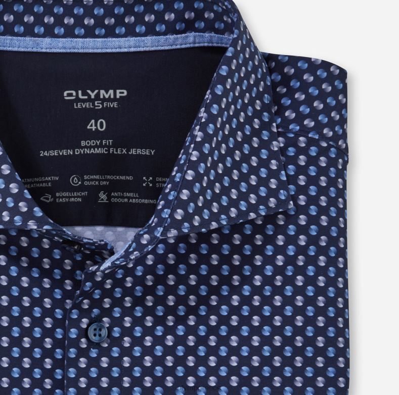 OLYMP Επίπεδο πέμπτο 24/έβδομη εφαρμογή, επαγγελματικό πουκάμισο, κεντ, θαλάσσιο H240R502 είδη ένδυσης