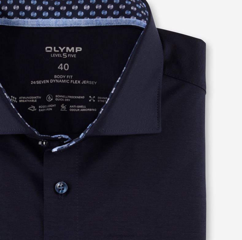 OLYMP Επίπεδο πέμπτο 24/έβδομη εφαρμογή, επαγγελματικό πουκάμισο, κεντ, θαλάσσιο H240R519 είδη ένδυσης