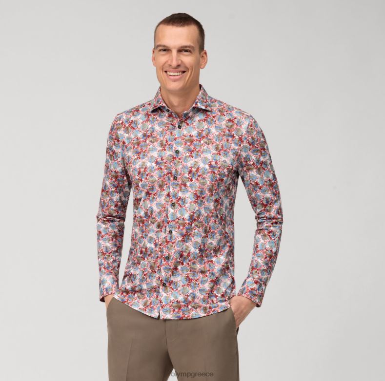 OLYMP Επίπεδο πέμπτο 24/έβδομη εφαρμογή, επαγγελματικό πουκάμισο, κεντ, κόκκινο H240R521 είδη ένδυσης