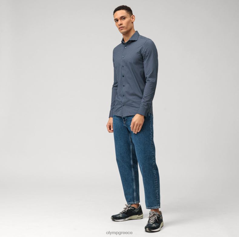 OLYMP Επίπεδο πέμπτο 24/έβδομη εφαρμογή, επαγγελματικό πουκάμισο, κεντ, θαλάσσιο H240R527 είδη ένδυσης