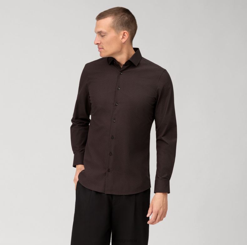 OLYMP Επίπεδο πέμπτο 24/έβδομη εφαρμογή, επαγγελματικό πουκάμισο, μοντέρνο κεντ, κοκκινωπό καφέ H240R540 είδη ένδυσης