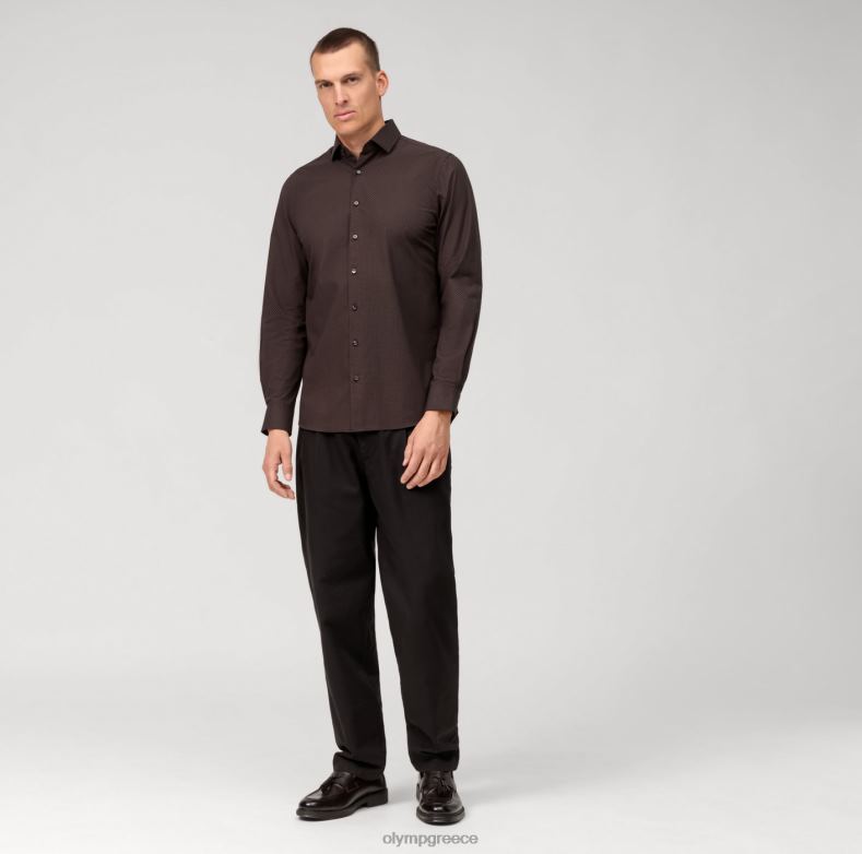 OLYMP Επίπεδο πέμπτο 24/έβδομη εφαρμογή, επαγγελματικό πουκάμισο, μοντέρνο κεντ, κοκκινωπό καφέ H240R540 είδη ένδυσης