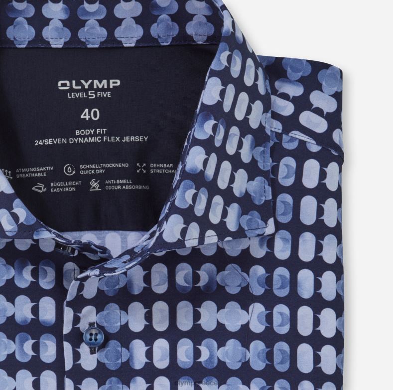 OLYMP Επίπεδο πέμπτο 24/έβδομη εφαρμογή, επαγγελματικό πουκάμισο, κεντ, θαλάσσιο H240R556 είδη ένδυσης