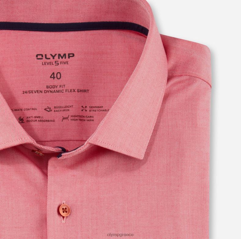 OLYMP Επίπεδο πέμπτο 24/έβδομη εφαρμογή, επαγγελματικό πουκάμισο, μοντέρνο κεντ, κόκκινο H240R563 είδη ένδυσης