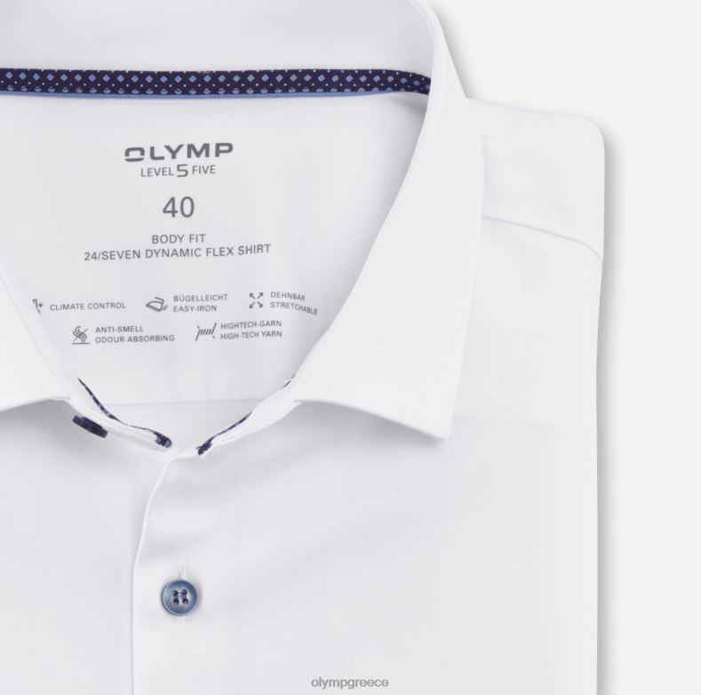 OLYMP Επίπεδο πέμπτο 24/έβδομη εφαρμογή, επαγγελματικό πουκάμισο, μοντέρνο κεντ, λευκό H240R567 είδη ένδυσης