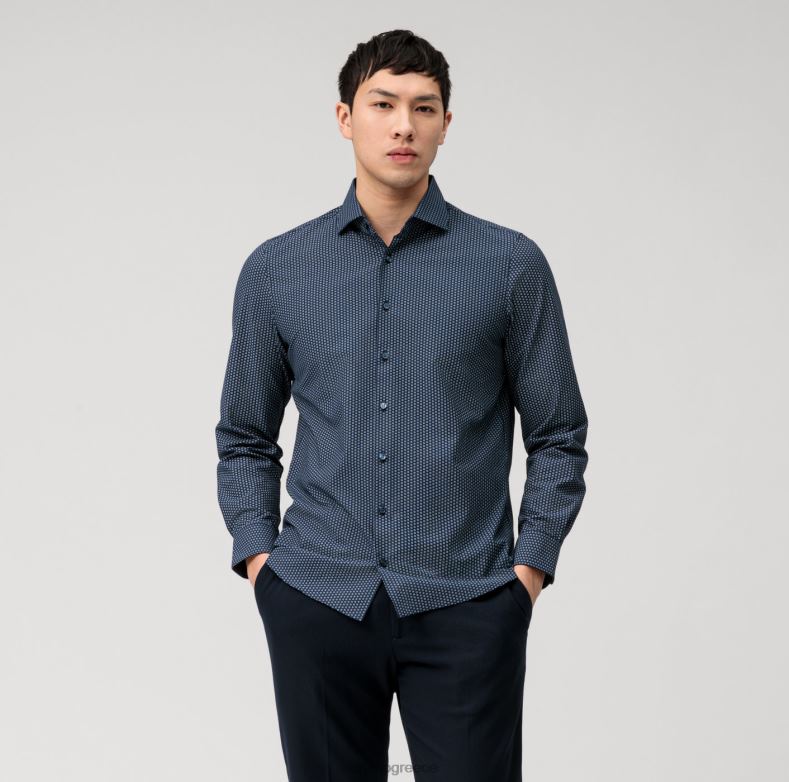 OLYMP Επίπεδο πέμπτο 24/έβδομη εφαρμογή, επαγγελματικό πουκάμισο, κεντ, θαλάσσιο H240R605 είδη ένδυσης