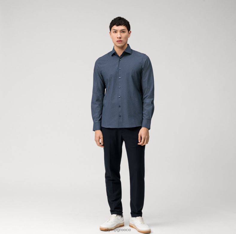 OLYMP Επίπεδο πέμπτο 24/έβδομη εφαρμογή, επαγγελματικό πουκάμισο, κεντ, θαλάσσιο H240R605 είδη ένδυσης