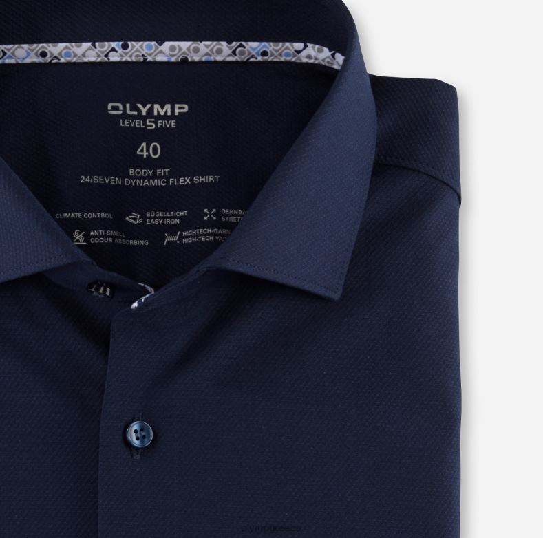 OLYMP Επίπεδο πέμπτο 24/έβδομη εφαρμογή, επαγγελματικό πουκάμισο, κεντ, θαλάσσιο H240R617 είδη ένδυσης