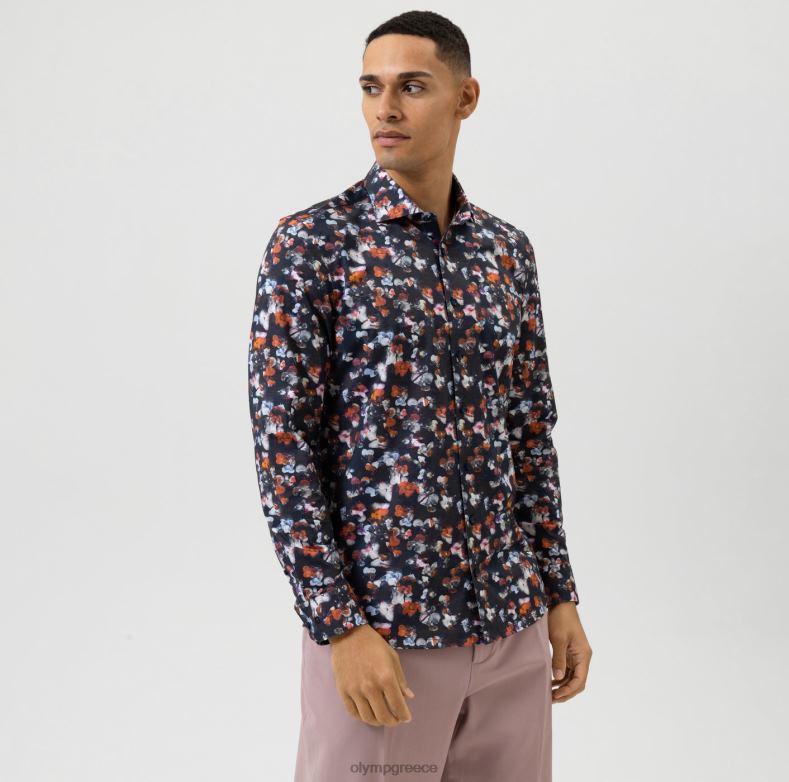 OLYMP Επίπεδο πέμπτο 24/έβδομη εφαρμογή, επαγγελματικό πουκάμισο, κεντ, θαλάσσιο H240R652 είδη ένδυσης