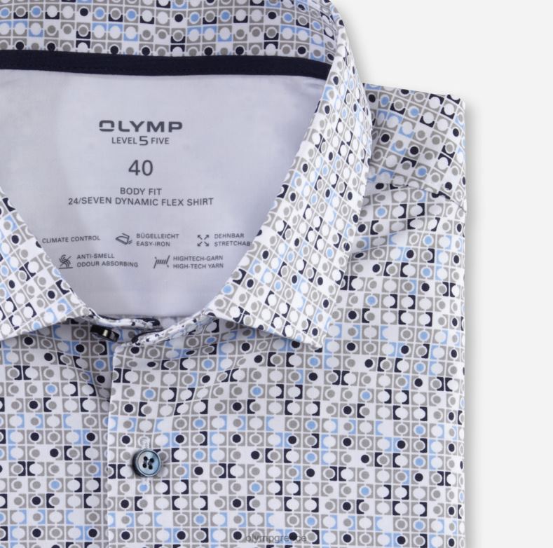 OLYMP Επίπεδο πέμπτο 24/έβδομη εφαρμογή, επαγγελματικό πουκάμισο, μοντέρνο κεντ, γκρι H240R671 είδη ένδυσης