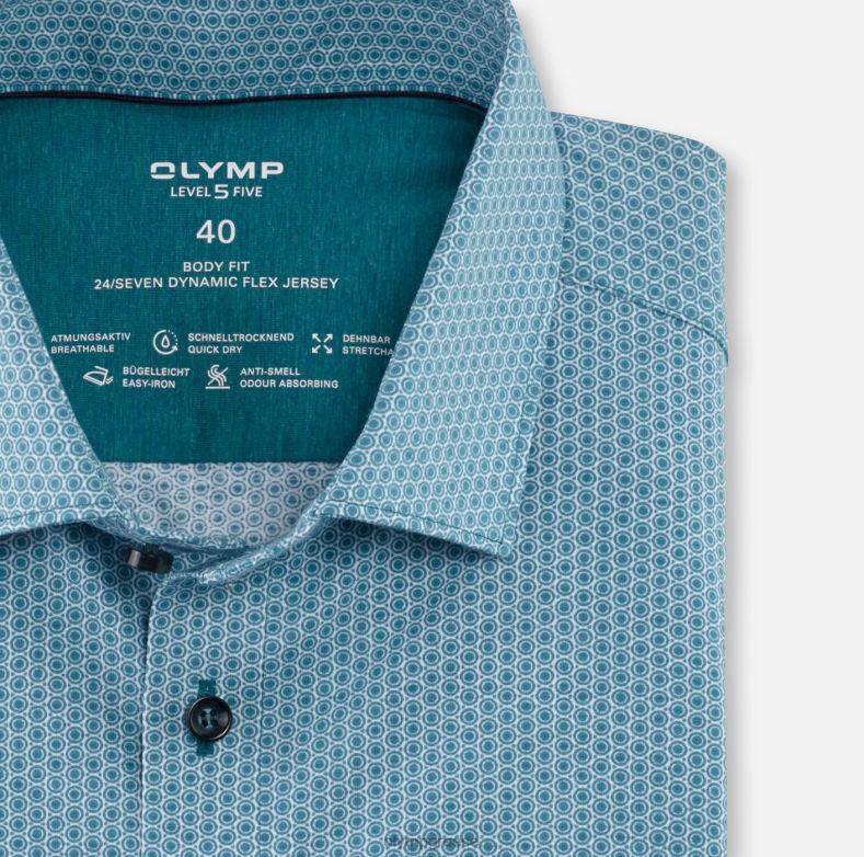 OLYMP Επίπεδο πέντε 24/έβδομη εφαρμογή, επαγγελματικό πουκάμισο, μοντέρνο κεντ, σμαράγδι H240R675 είδη ένδυσης