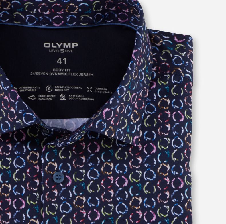 OLYMP Επίπεδο πέντε 24/έβδομη εφαρμογή, επαγγελματικό πουκάμισο, μοντέρνο κεντ, θαλάσσιο H240R708 είδη ένδυσης
