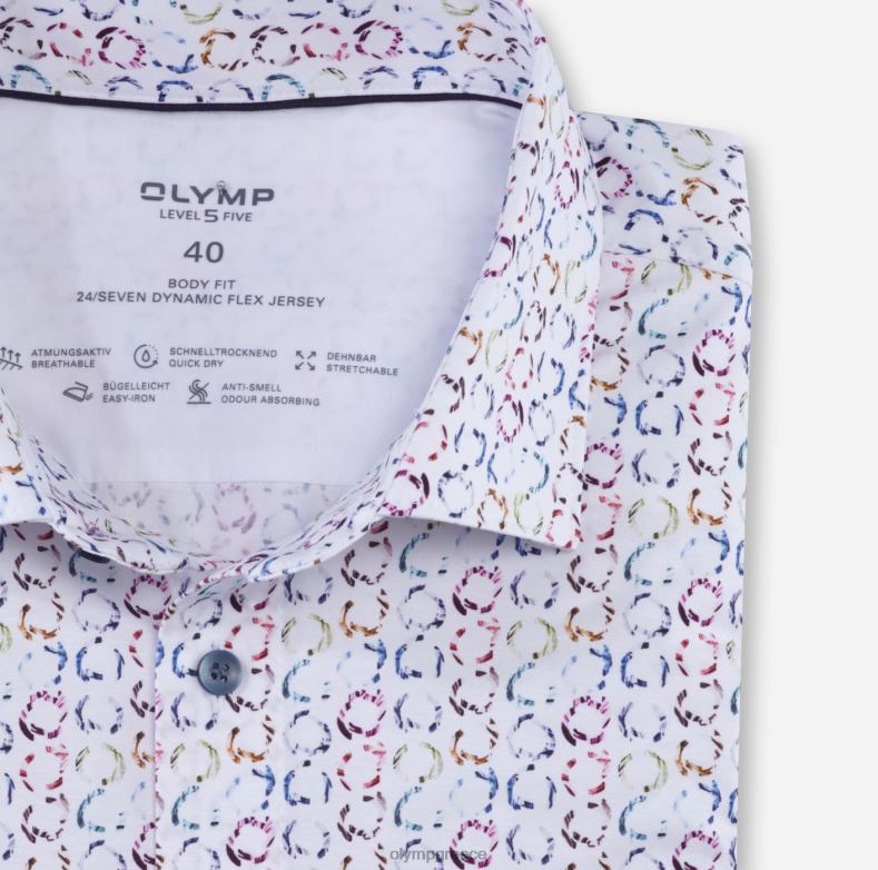 OLYMP Επίπεδο πέμπτο 24/έβδομη εφαρμογή, επαγγελματικό πουκάμισο, μοντέρνο κεντ, λευκό H240R710 είδη ένδυσης