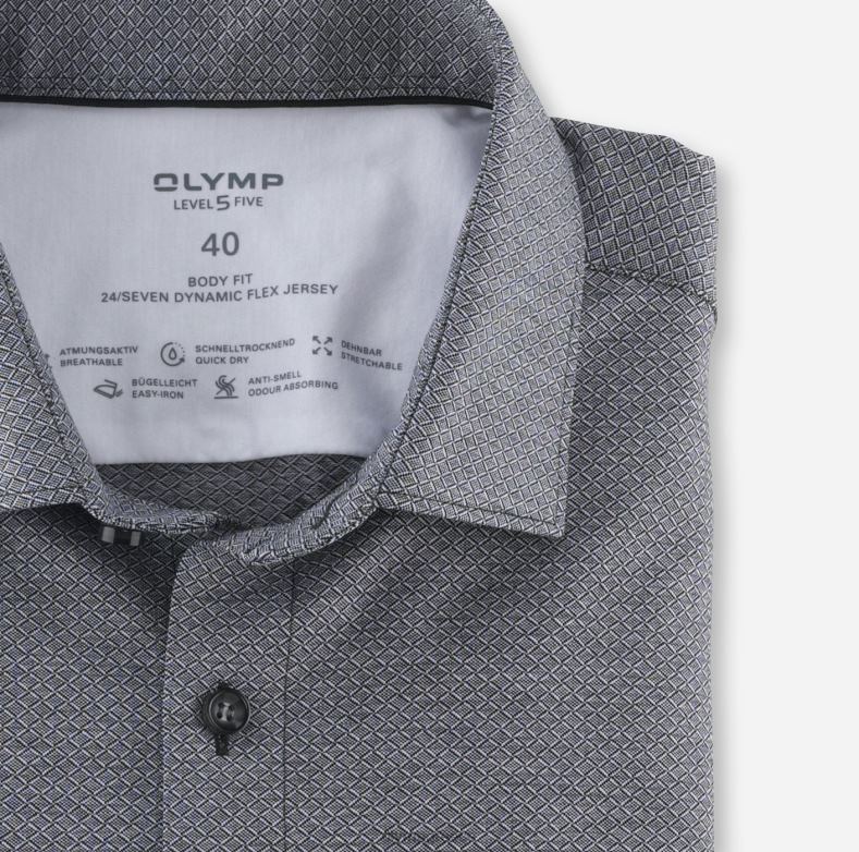 OLYMP Επίπεδο πέμπτο 24/έβδομη εφαρμογή, επαγγελματικό πουκάμισο, μοντέρνο κεντ, μαύρο H240R725 είδη ένδυσης